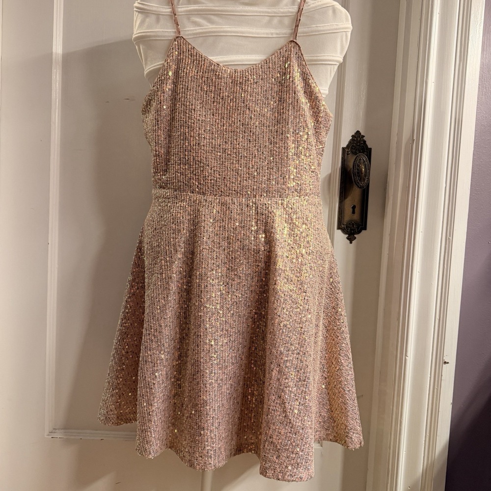 Zunie Girls' Rose Gold Sequin Party Dress Size 12